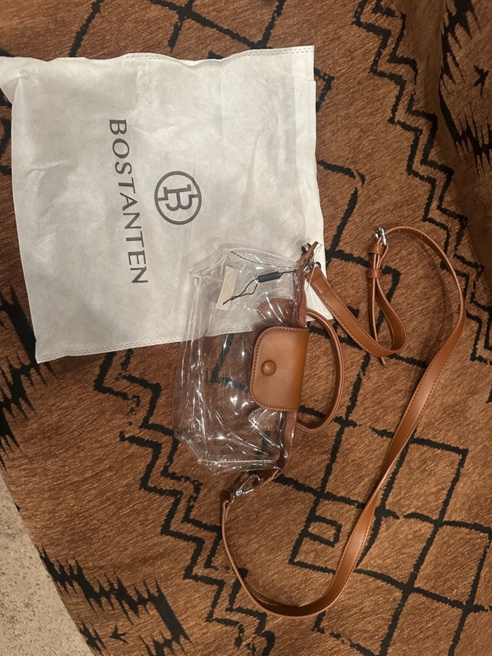 BOSTANTEN Clear Crossbody Bag with Tan Trim